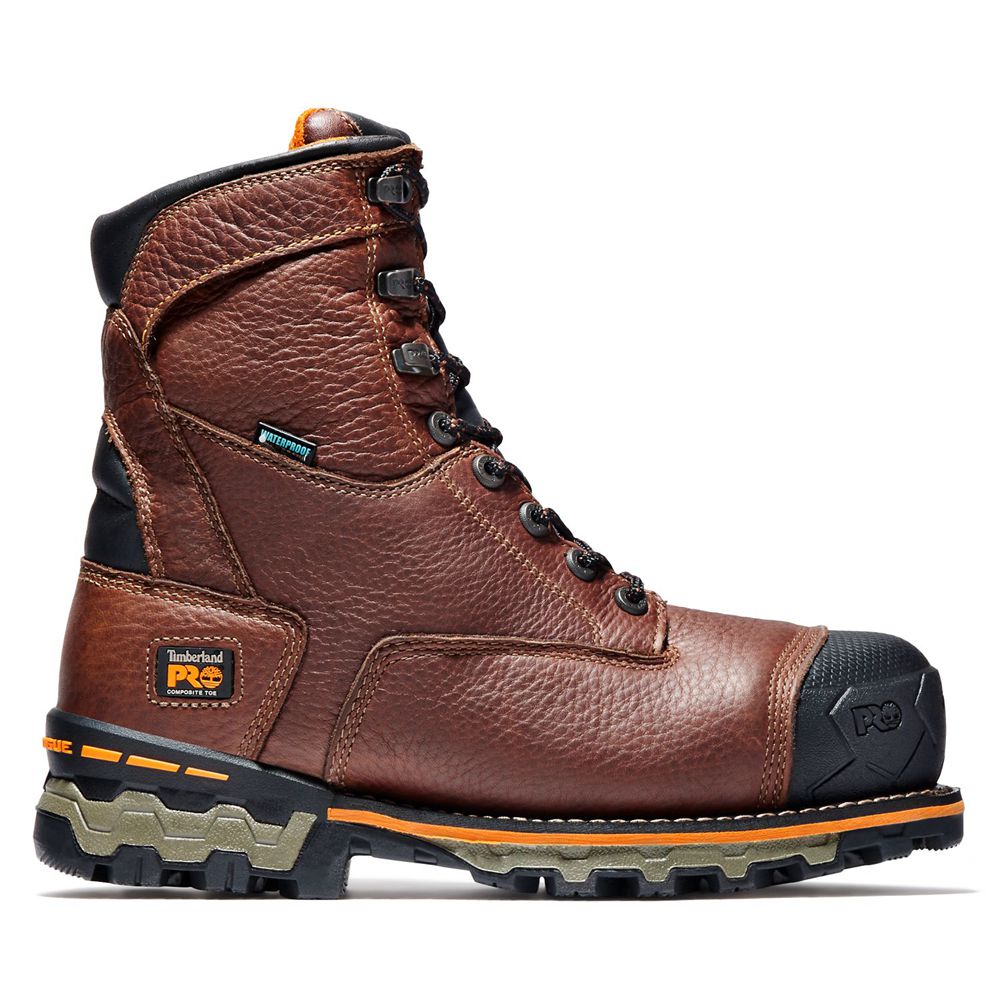 Timberland Μποτακια Εργασίας Ανδρικα Καφε/Μαυρα - Pro® Boondock 8" Comp Toe - Greece 6925837-RS